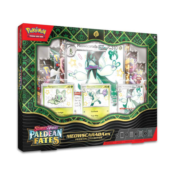 pal en pokemon cards Pokemon TCG Scarlet and Violet Paldean Fates Meowscarada EX Premium Co –  Maziply Toys