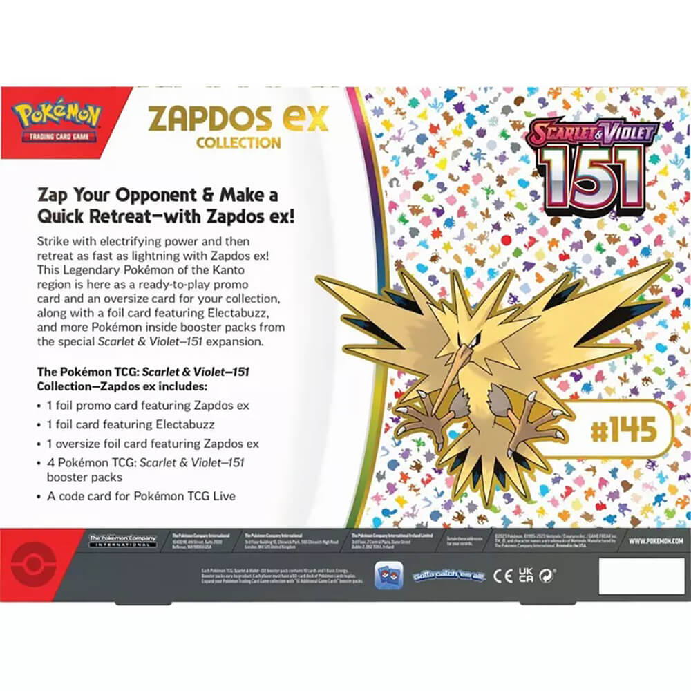 Image of the back Carton of Pokemon TCG Scarlet & Violet 151 Collection (Zapdos EX)