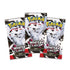 Pokémon TCG Scarlet & Violet White Flare booster packs, glossy wrappers with Reshiram artwork in black, white, and red, displayed in a set of three sealed packs.