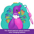 Close-up of closed Polly Pocket Peacock Garden compact with vibrant purple peacock design featuring teal color-changing feathers.