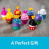 Disney Enchanted Cupcake Party toy cupcakes in bright colors, designed with character-inspired toppers and frosting, displayed on wooden surface with text 'A Perfect Gift.'