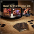 Disney Villainous Evil Comes Prepared promotional image showing cards and tokens with focus on skills developed, including problem solving, memorization, and strategic critical thinking.