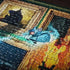Anti-glare close-up of assembled Ravensburger Disney Villainous Maleficent puzzle showing Fairy character in blue robe within ornate gold frame and rich illustrated details.