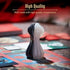 Disney Villainous: Perfectly Wretched close-up of Cruella de Vil sculpted mover, shown in black and white high-quality finish, placed on a red villain board with cards.