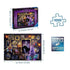 Disney Villainous Ursula Ravensburger puzzle packaging and completed artwork with detailed size dimensions, showcasing premium quality 1000-piece jigsaw construction.