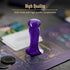 Close-up of Disney Villainous Wicked to the Core purple villain mover on a board with illustrated cards and cardboard tokens, showcasing detailed, high-quality components for play.