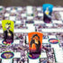 Close-up of Ravensburger Disney Villains Labyrinth board showing Scar and Maleficent character pieces on maze tiles, highlighting colorful artwork and interactive gameplay.