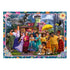 Completed Ravensburger Disney Encanto puzzle featuring the Madrigal family standing together in front of the magical casita with bright flowers, donkey, toucan, and colorful border.