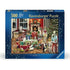 Ravensburger 500-piece puzzle box featuring a Christmas living room illustration with presents, a glowing fireplace, decorated tree, and festive seasonal details.