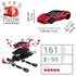 Puzzle diagram shows Ferrari SF90 Stradale 3D model dimensions: 25.1 cm long, 12.8 cm wide, 6.8 cm high, with 161 pieces.
