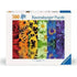 Ravensburger 500-piece puzzle box featuring a Floral Reflections design with six vertical flower panels mirrored in rippling water in a rainbow color arrangement.