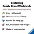 Informational graphic stating Ravensburger is the bestselling puzzle brand worldwide, with points on durability, safety, age range, and over one billion sold.