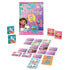 Gabby’s Dollhouse Matching Game set with box and picture tiles displayed, showing characters like Pandy Paws, DJ Catnip, and Carlita for fun matching play for ages 3 and up.