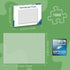 Ravensburger 1000-piece puzzle size chart showing box and finished puzzle dimensions in centimeters and inches, with premium Softclick technology highlighted.