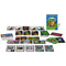 Complete Ravensburger Minecraft Explorers card game set with colorful illustrated cards, deck stacks, and game box featuring cooperative treasure-hunting gameplay.