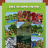 Minecraft Heroes of the Village promotional image showing colorful biomes like forests, deserts, and mountains with text “Build the map as you play.”