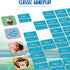 Close-up of Disney Moana Matching Game tiles spread in grid, showing characters like Moana, Pua, Maui, and leaf designs on square cards with vibrant backgrounds.