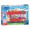 Ravensburger Peppa Pig 24-piece giant floor puzzle box featuring a red London bus with Peppa Pig and friends riding together, designed for children aged three and up.