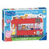 Ravensburger Peppa Pig 24-piece giant floor puzzle box featuring a red London bus with Peppa Pig and friends riding together, designed for children aged three and up.