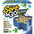 Ravensburger Puzzle Sort & Go box with blue plastic stackable trays shaped like puzzle pieces, designed for sorting up to 1,000 jigsaw pieces for easy organization and storage.