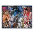 Detailed Ravensburger Star Wars puzzle illustration with Darth Vader at center, surrounded by heroes, villains, droids, and starships spanning all movie trilogies.