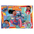 Vibrant Lilo & Stitch puzzle illustration with Stitch riding a motorbike and Lilo holding tight, framed by stars, tropical leaves, and smaller portraits of characters like Scrump and Lilo.