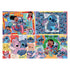 Set of four Ravensburger puzzles with colorful Disney Lilo & Stitch scenes, including Stitch sitting, Stitch with Angel, Lilo with Stitch, and motorbike action, shown in a combined layout preview.