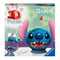 Front of Ravensburger Disney 3D Stitch puzzle box with large Stitch face design, product size details, EasyClick technology logo, and illustration of finished model.