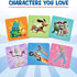 Toy Story 4 Matching Game character tiles include Ducky, Bunny, Slinky Dog, Rex, Woody, Buzz Lightyear, Forky, Duke Caboom, and Bo Peep, all on colorful square backgrounds.