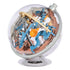 Star Wars The Mandalorian gravity maze ball features transparent plastic casing with curved blue ramps, tan bridges, and copper circular tracks, forming a handheld 3D puzzle sphere.