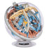 Rubik’s Tracks Mandalorian 3D maze displays a clear plastic sphere with layered blue and tan winding paths and copper inner ring, mounted on a white base with The Mandalorian logo.
