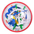 Rubik’s Tracks 125 obstacle maze top view reveals a transparent plastic sphere with layered blue curves, green loops, white frames, and yellow ramps arranged in a circular 3D puzzle layout.