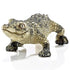 Schleich baby alligator toy close up showing olive green and tan textured plastic scales, rounded snout, sculpted eyes and ridged back, crafted for educational animal play and detailed display on a clean white surface.