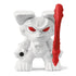 Schleich Eldrador mini creature figure molded in white plastic with angular fantasy styling, red eyes, clawed feet, and a red staff accessory, designed to interact with the Eldrador catapult playset on a white background.