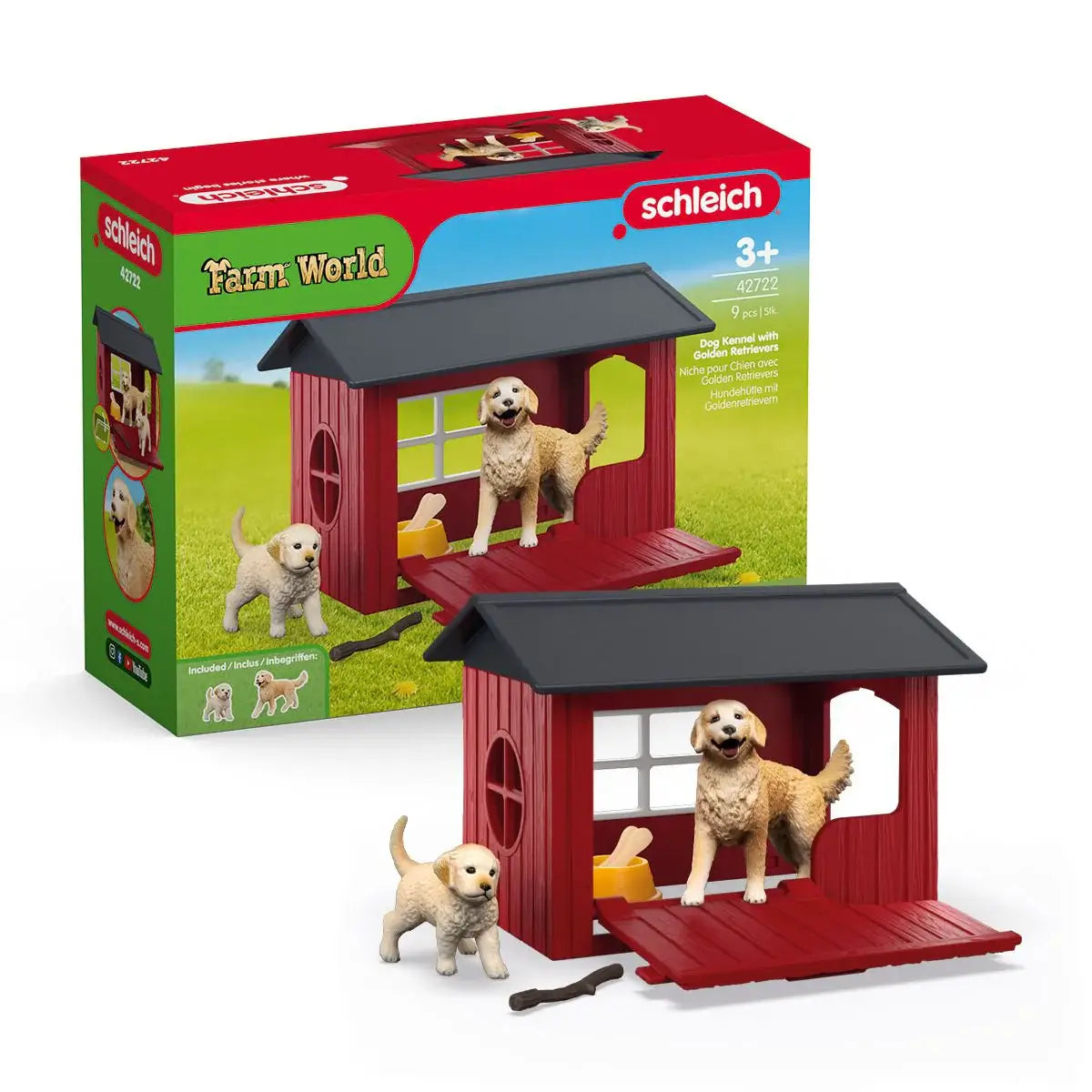 Schleich Farm World Dog Kennel with Golden Retriever
