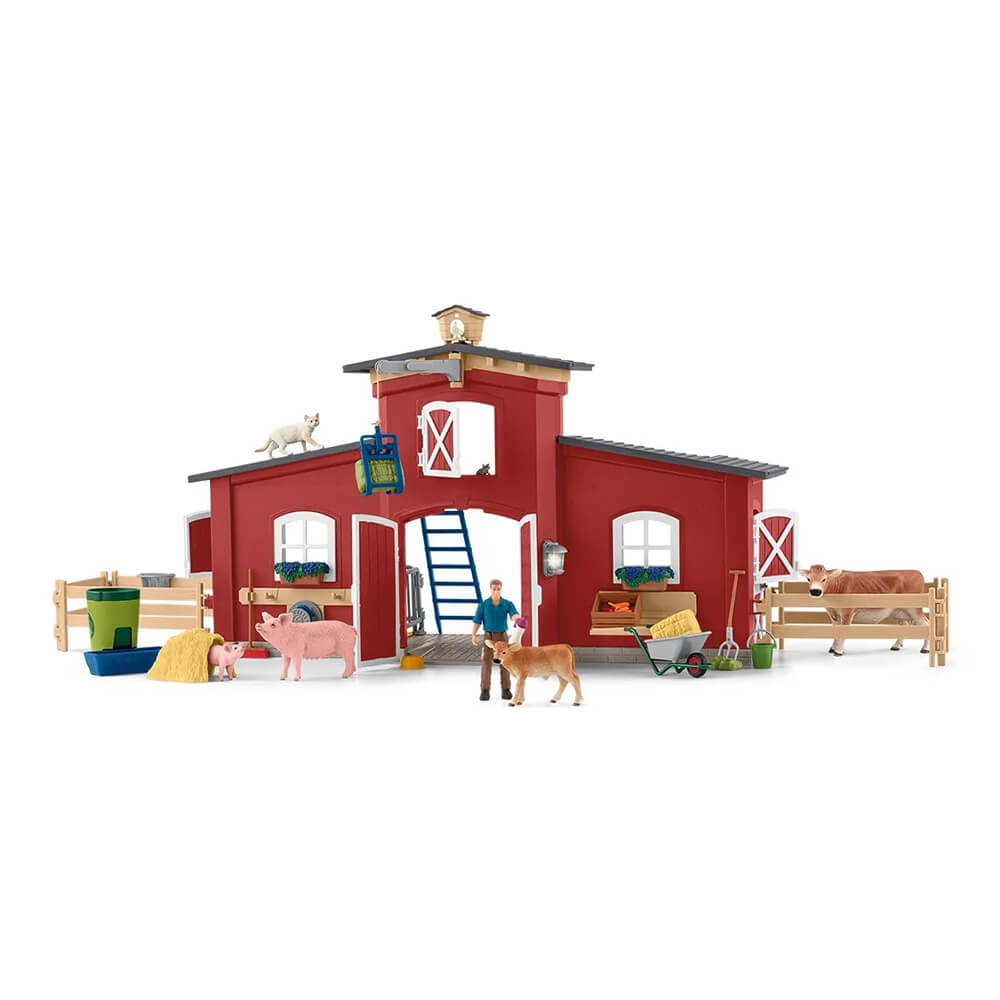 Schleich Farm World Large Barn with Animals and Accessories Set Package