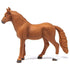 Schleich Horse Club German Riding Pony Mare figurine in warm chestnut brown plastic with fine hair texture, standing side profile with sculpted mane and tail, posed as a realistic toy horse model on a clean white background.
