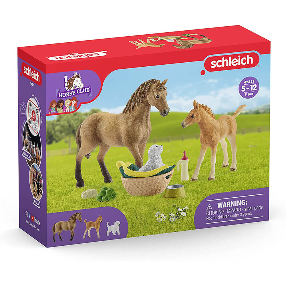 Schleich – Set Accessori Per La Cura Del Puledro Con Sarah, Horse Club, 42432 – Giocattolo Per Bambini, Multicolore