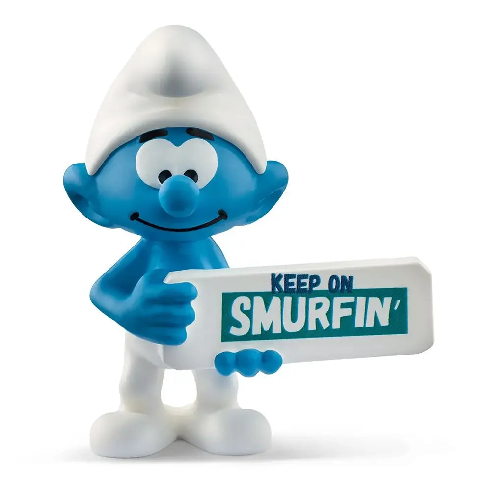 Schleich Smurf with Sign (Keep on Smurfin')