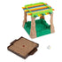 Sink N’ Sand jungle unit game set featuring green base, four stone-like columns, colorful support sticks, sand tray, and die, designed for interactive family play.