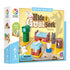 Smart Games Hide & Goat Seek Deluxe preschool puzzle box showing game components, goats, wolf, and furniture pieces on a yellow-tiled board, designed for ages three to seven.