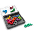 Open SmartGames IQ Noodles travel case with curved puzzle pieces in bright colors neatly arranged inside, designed for compact solo play and logic training.