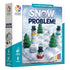 Smart Games Snow Problem! puzzle box showing playful snowmen with hats and scarves standing on a snowy grid board surrounded by pine trees, designed for solo brain-teasing fun.