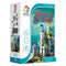 Smart Games Tower Stacks puzzle set includes gray castle pieces with colorful flags, challenge booklet, and game box, offering 80 stacking challenges for players ages eight and up.