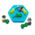 Smart Games Treasure Island puzzle board with four removable island pieces shaped as mountains, forests, and temple structures, ready to fit into the hexagonal base.