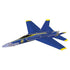 Smithsonian F/A-18 Hornet Blue Angels foam glider displays vivid blue wings with yellow tips, a slim aerodynamic body, and lightweight construction designed for looping, soaring, and sustained outdoor flight play.