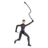 Selina Kyle action figure in articulated black costume posed in combat stance, holding a whip raised in one hand and a silver knife in the other, ready for action.