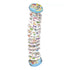 Spot It! Bluey card game features white round cards with colorful Bluey-themed characters and objects stacked vertically between a light blue metal storage tin lid and base on white.