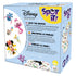 Spot It! Disney Edition card game package back features light blue cardboard with multilingual game instructions, Disney character artwork, round symbol cards, and Spot It! logo.