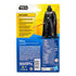 Back of Darth Vader package shows figure image, bold yellow character bio panel, Disney branding and multilingual safety warnings on a blue lower section for clear retail presentation.